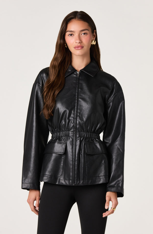 Cavanaugh Faux Leather Peplum Jacket - ASTR the Label