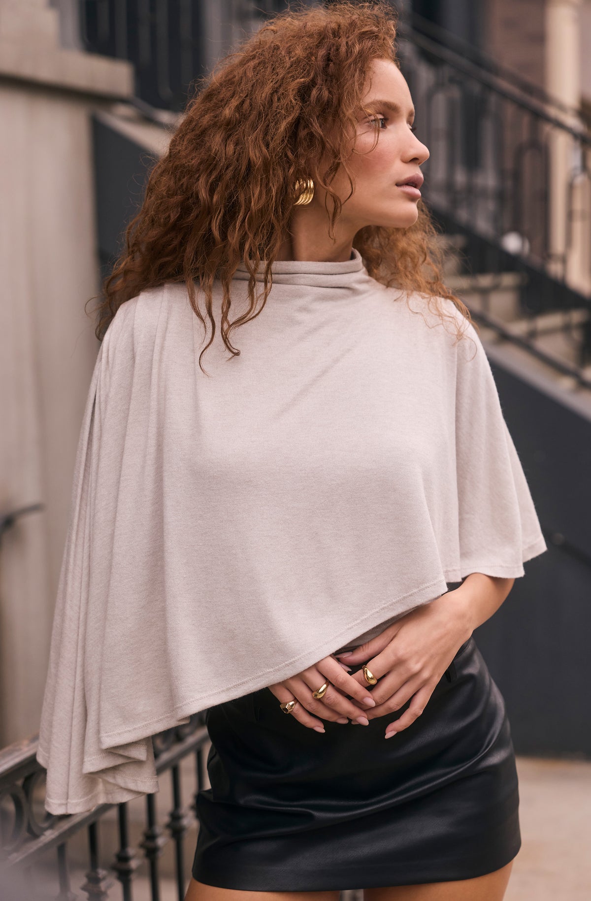 Jailene Asymmetric Cape Top
