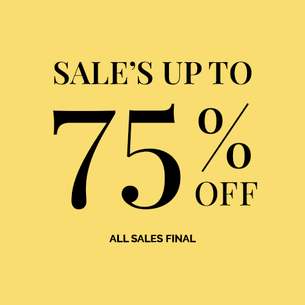 Text on a yellow background promoting a sale up to 75% off.