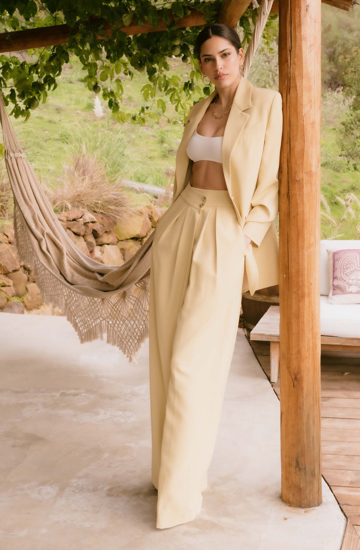 Boyfriend Criss Cross Pleated Wide Leg Pants ASTR The Label