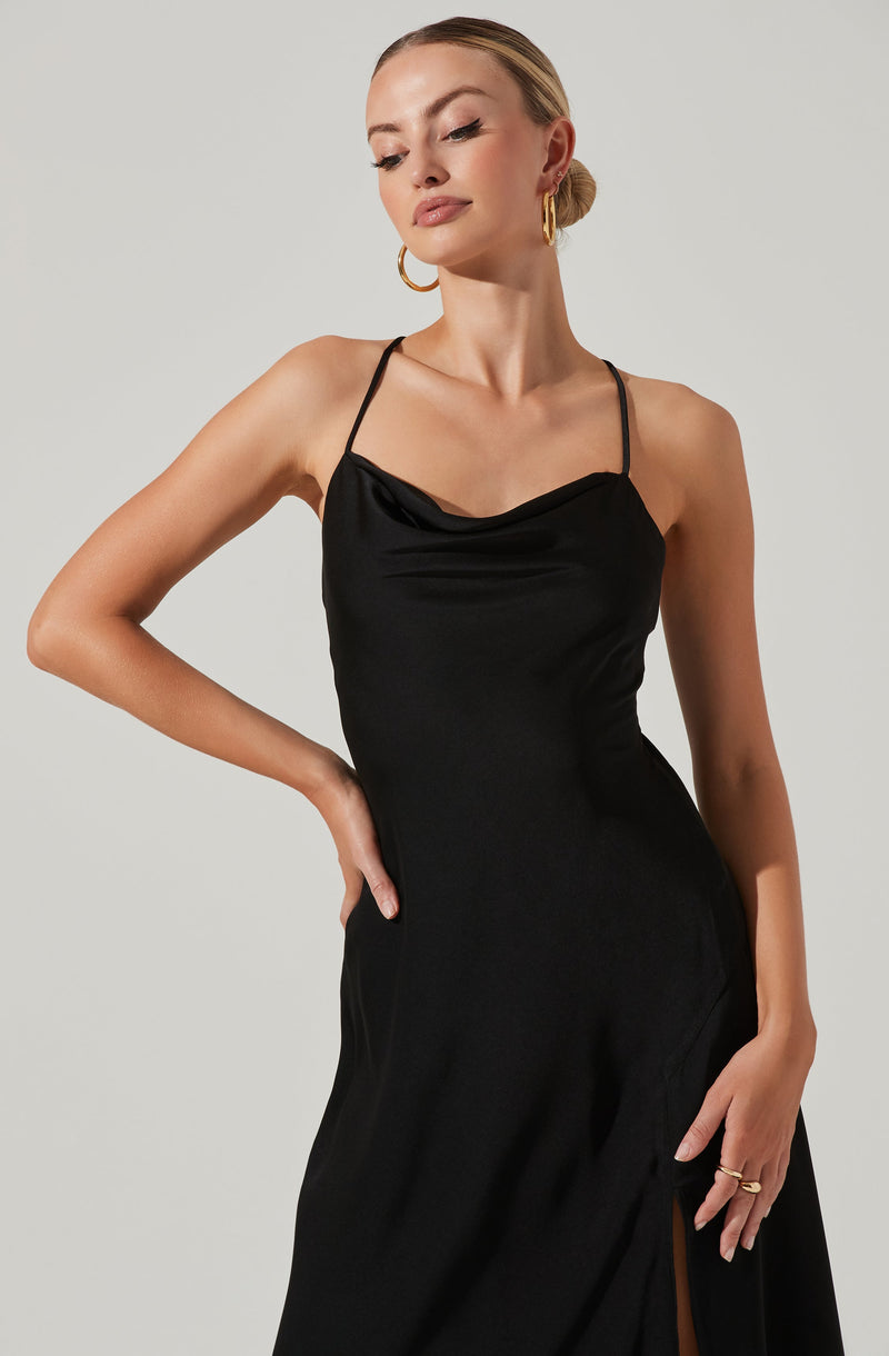 Cowl Flare Dress - Keep the spotlight on you throughout the party, with this gorgeous piece. It comes with an enticing cowl neck.