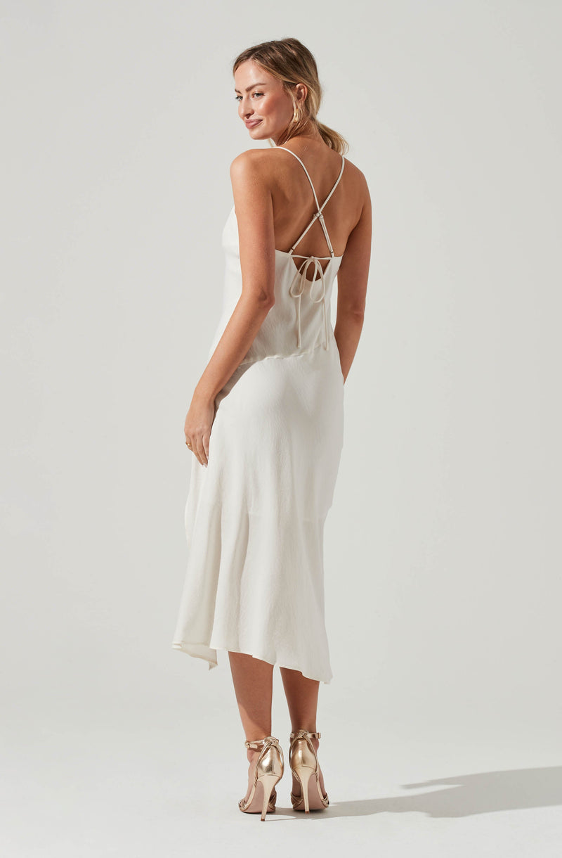 White V-Neck Dress - Style your holiday ensemble with this charming dress. It has a V-neck that adds to its style. Look stunning, pairing this dress up with strappy peep-toes and a matching clutch.