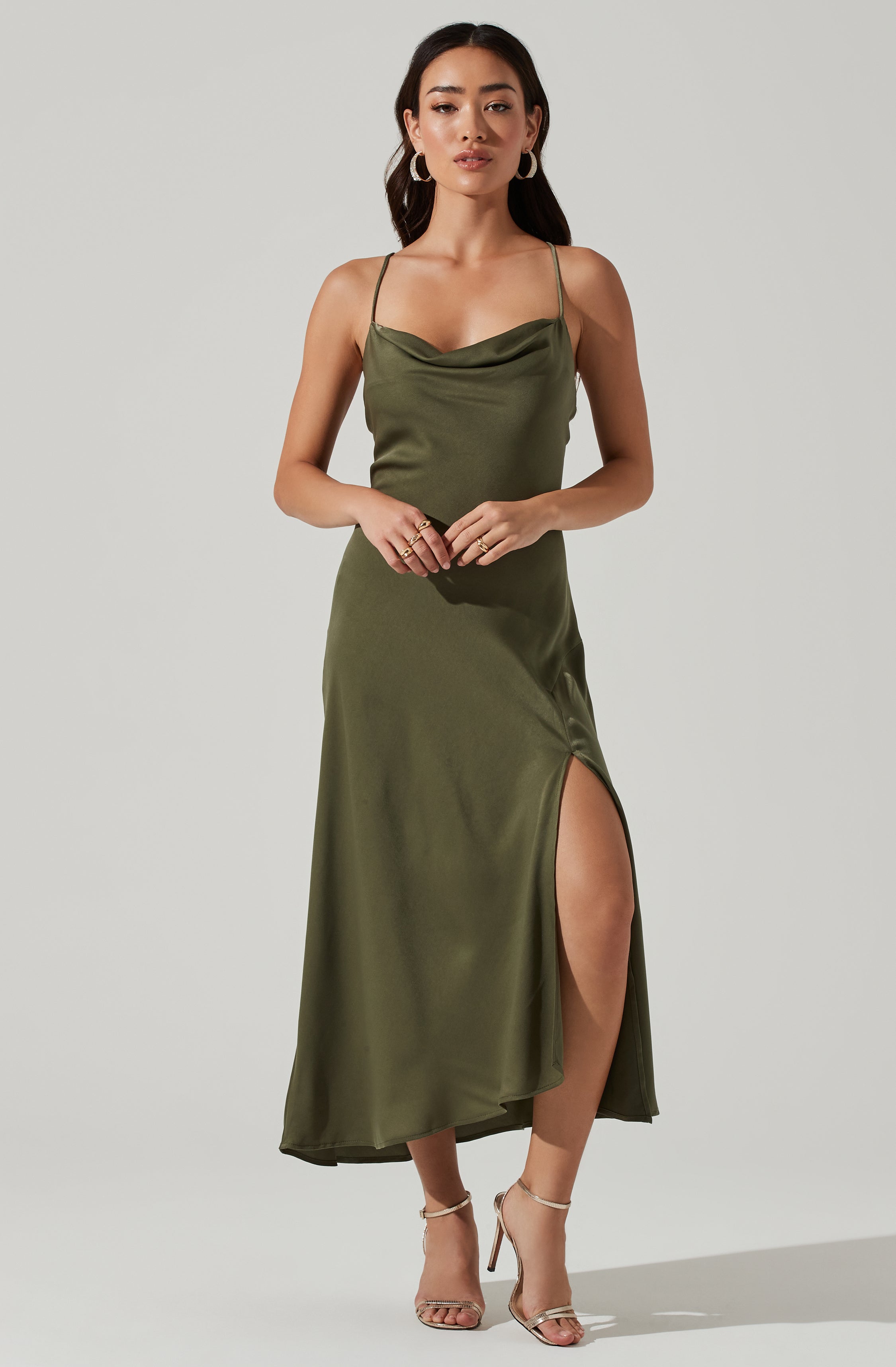 Gaia Midi Dress: Floral, Bright, Gold, Satin, Yellow, Pink, \u0026 Slip Gowns–  ASTR the Label