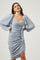 Athens Ruched Puff Sleeve Shimmer Midi Dress