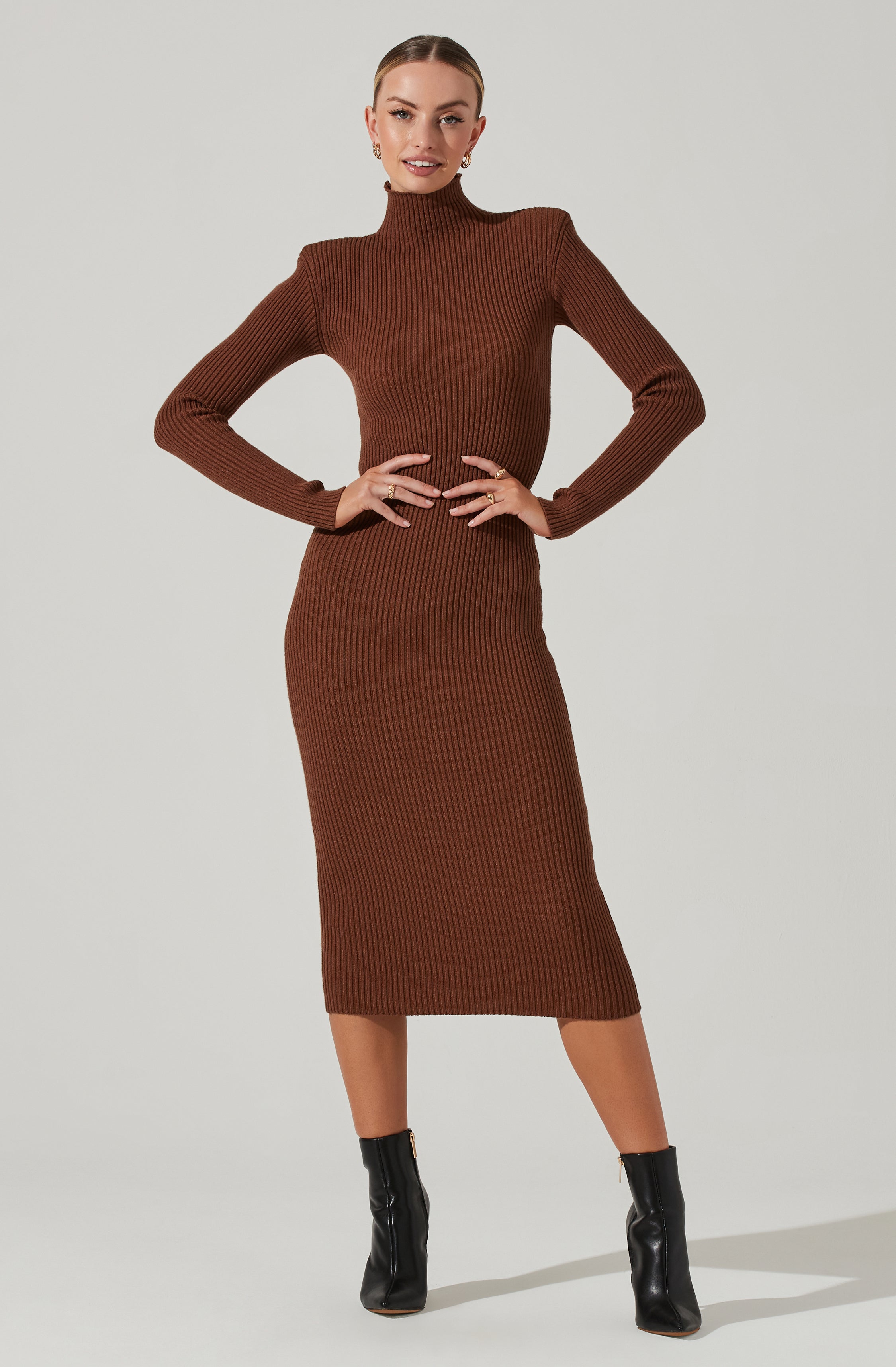 Abilene Long Sleeve Turtleneck Midi Sweater Dress – ASTR The Label