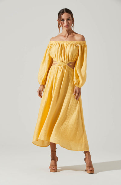 Cassian Cutout Off Shoulder Midi Dress