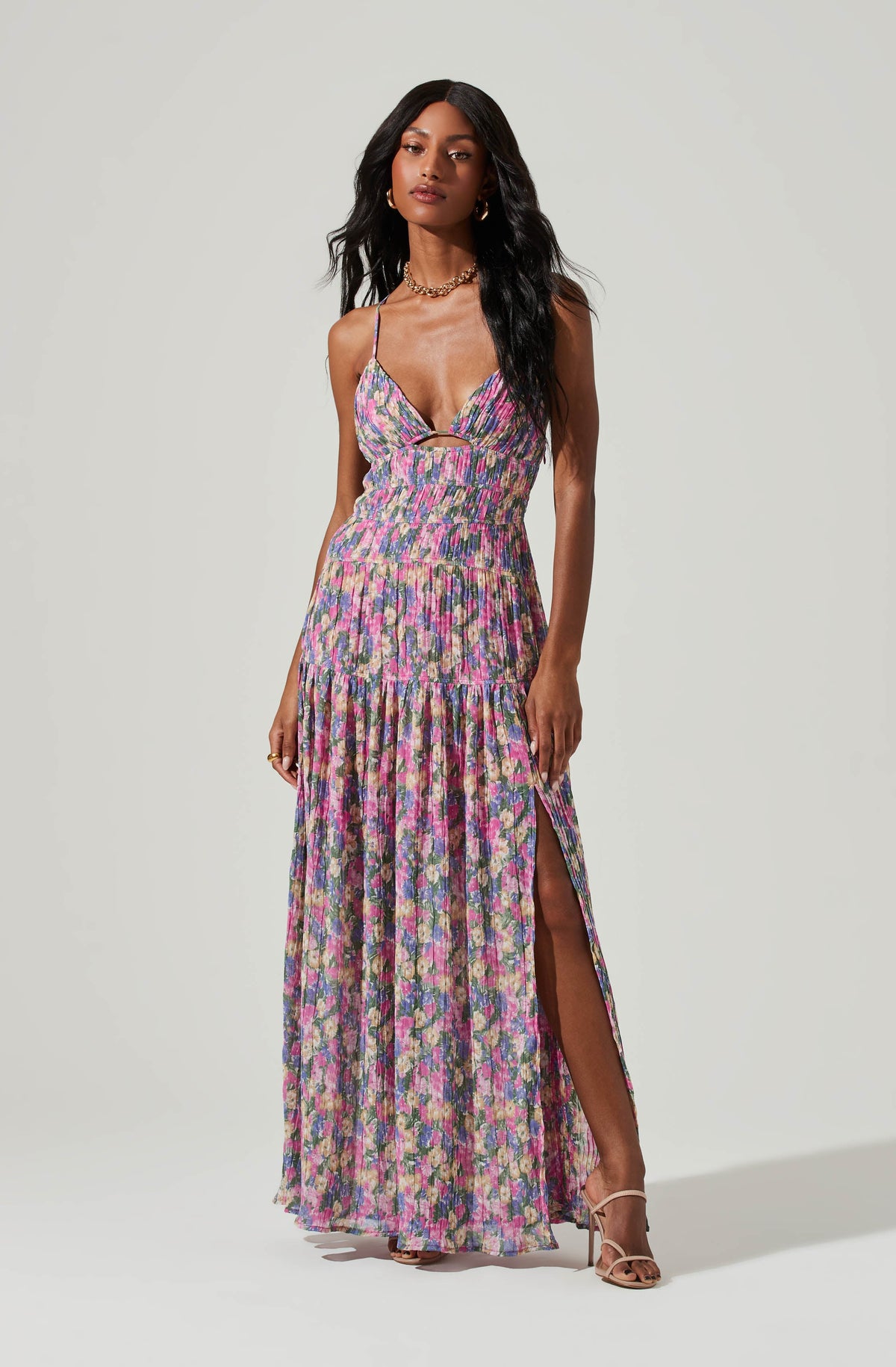 Plunge neck maxi dress Clearance