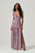 Tropics Plunge Neck Pleated Open Back Maxi Dress