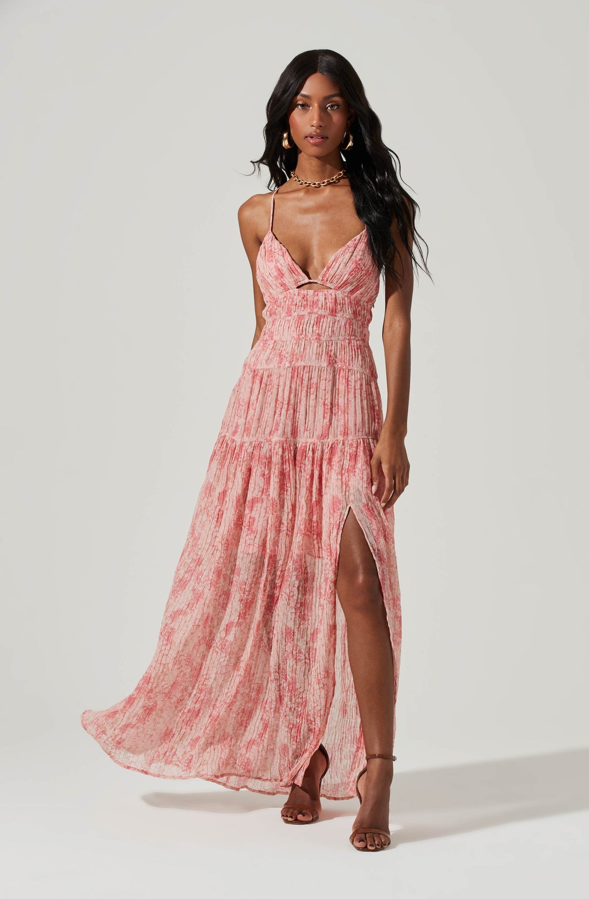 Plunge neck maxi sale dress