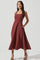 Valenz Square Neck Open Back Midi Dress