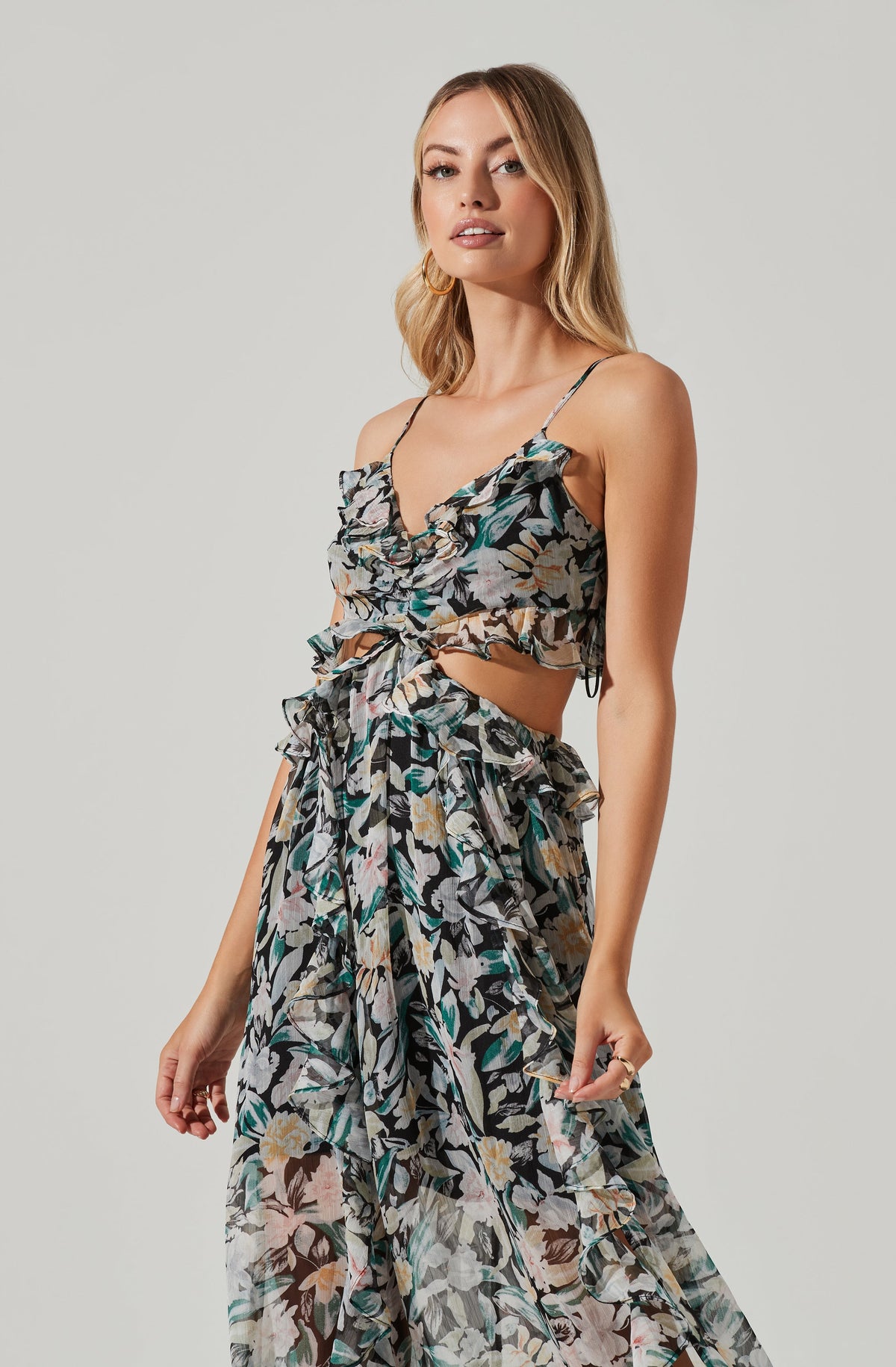 Palace Floral Cutout Ruffle Maxi Dress
