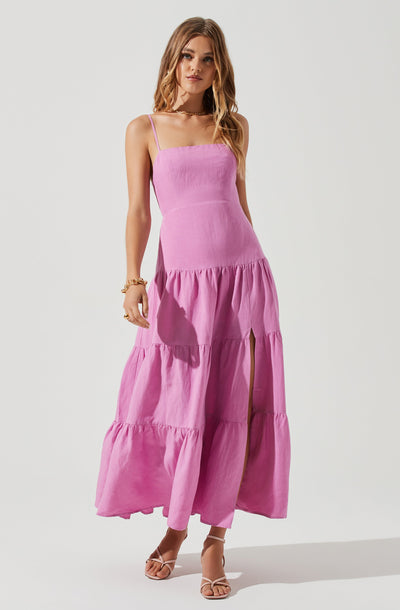 Temecula Square Neck Cutout Tiered Midi Dress