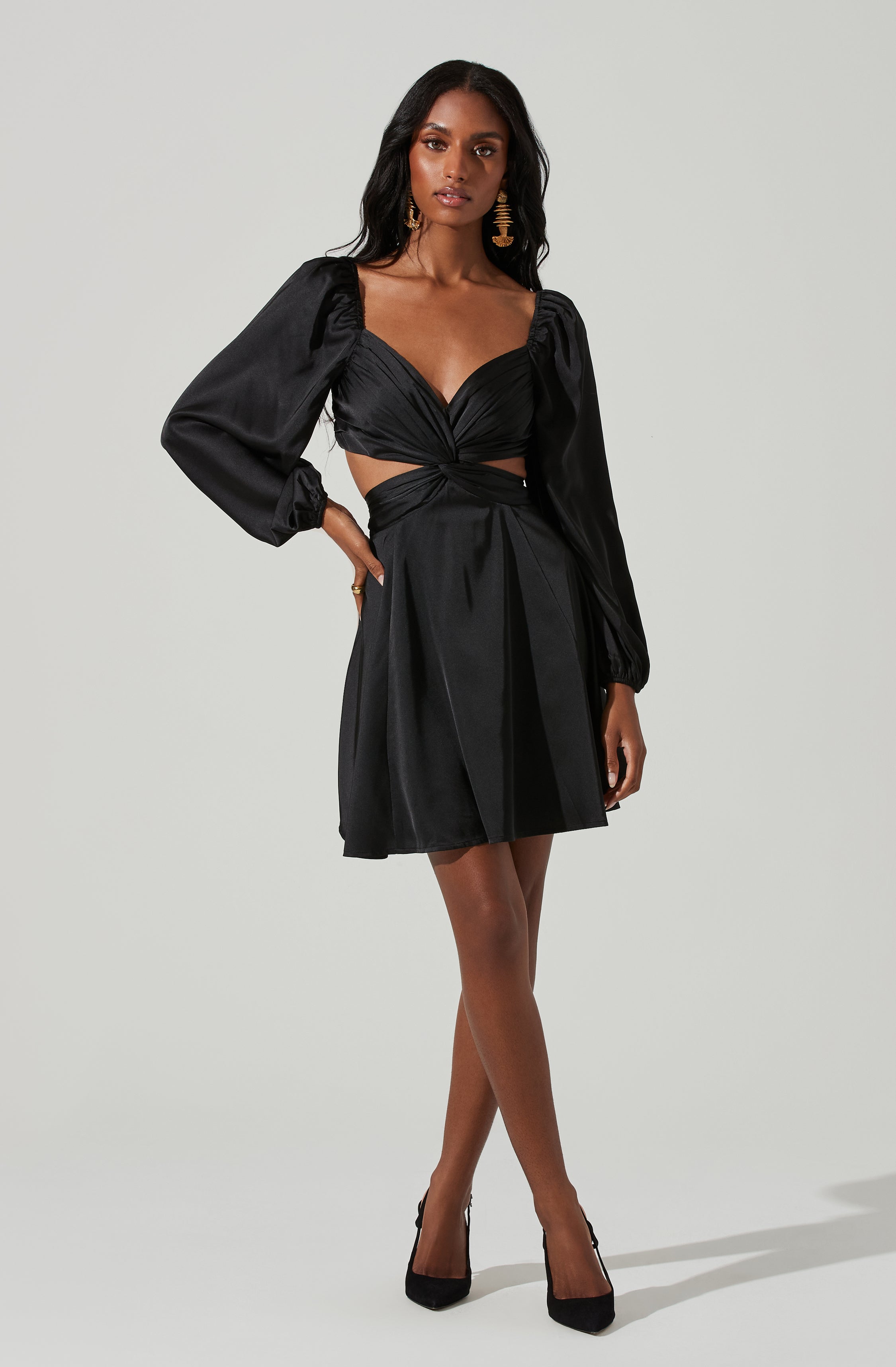 Anamaria Cutout Long Sleeve Mini Dress ASTR The Label
