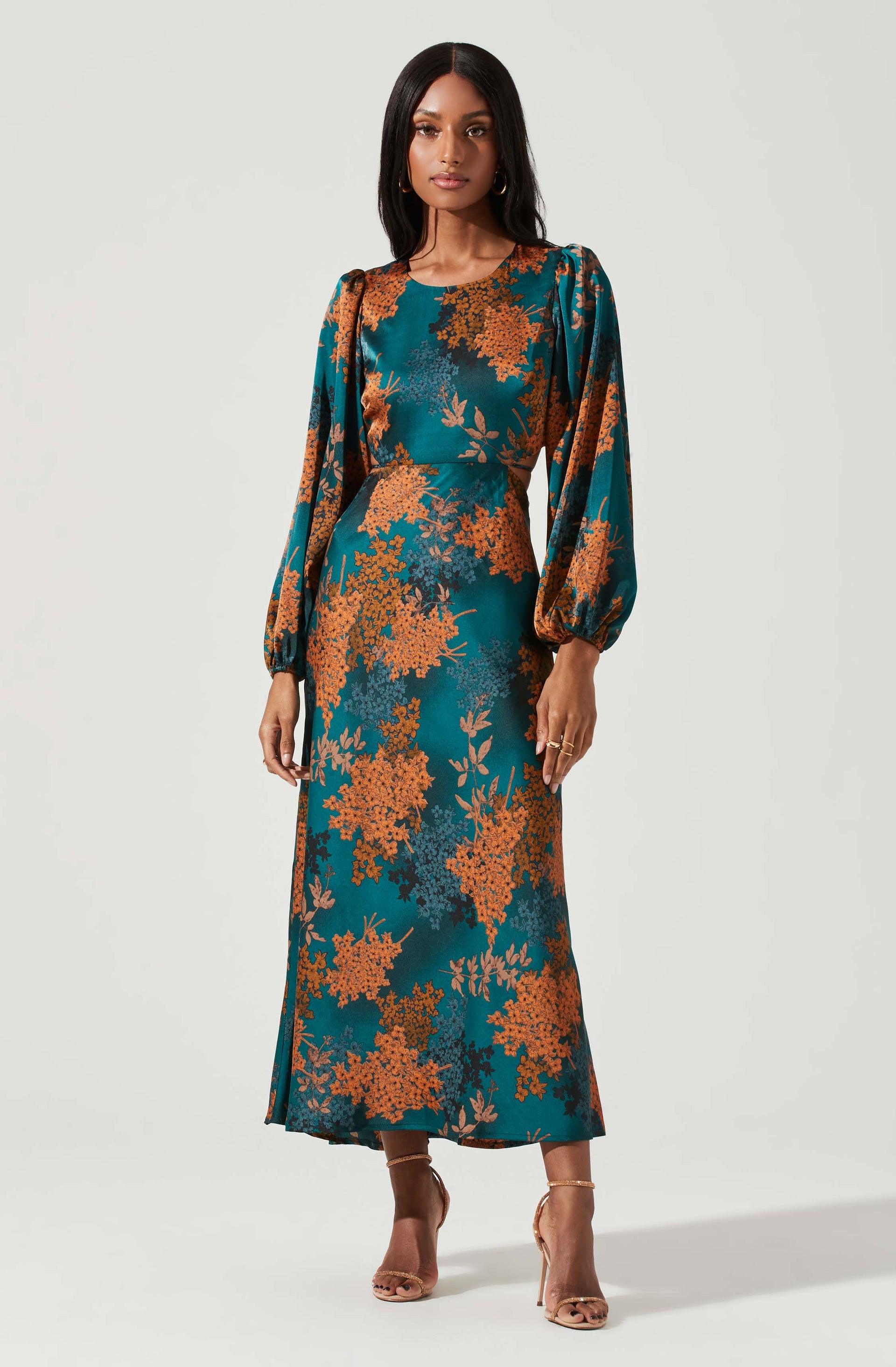 white christmas dresses Perez Red Floral Cut Out Maxi Dress - US 4 main image 1