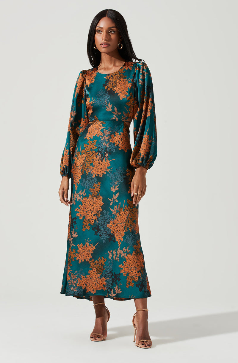 Blue Split Neck Flare Dress - This dress is ideal for a summer brunch.