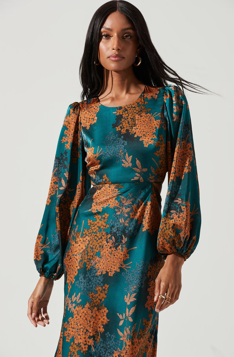 Blue Split Neck Flare Dress - This dress is ideal for a summer brunch.