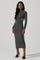 Kenna Mock Neck Twist Front Cutout Midi Dress