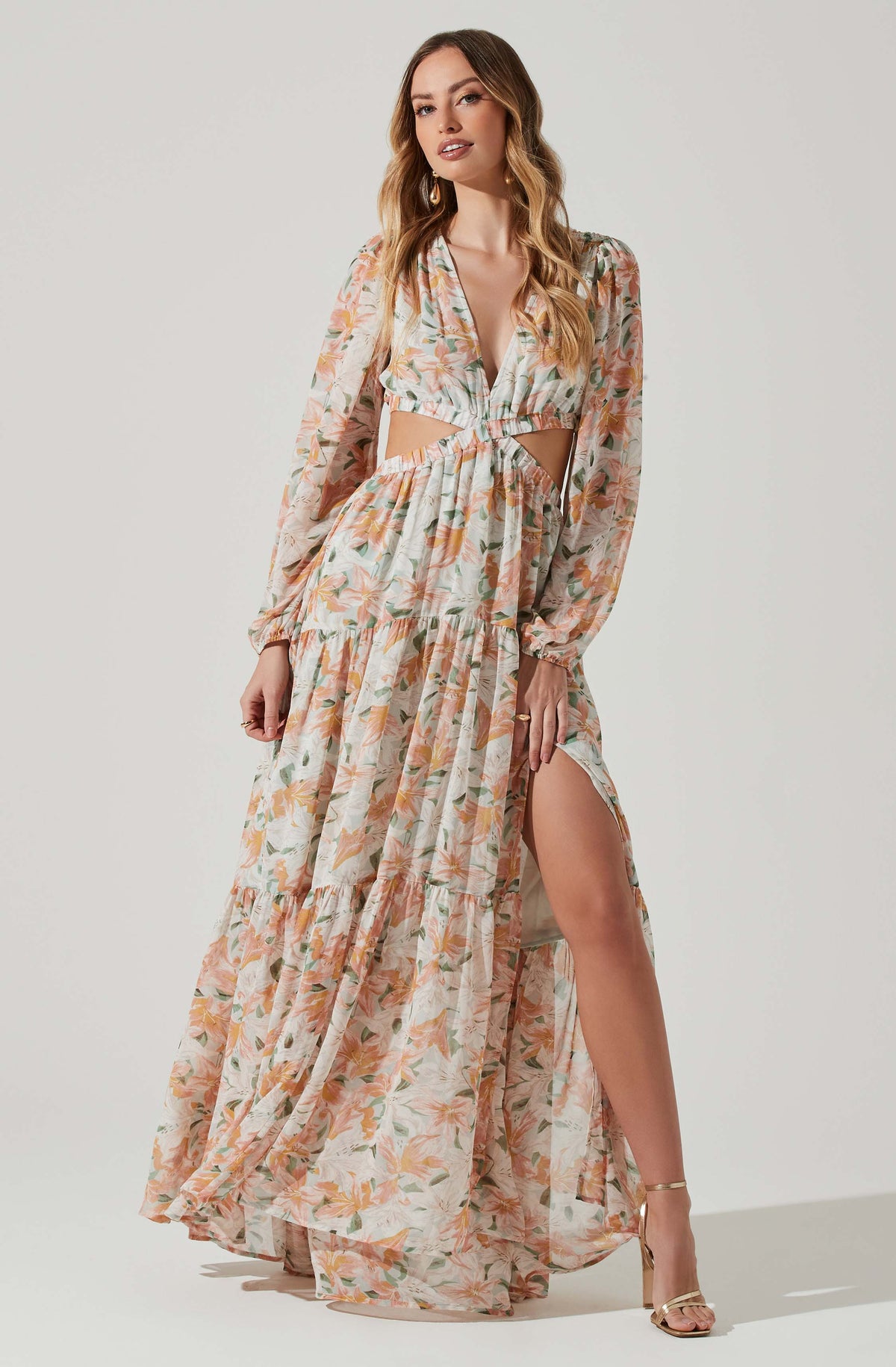 Lively Floral Cutout Long Sleeve Maxi Dress – ASTR The Label