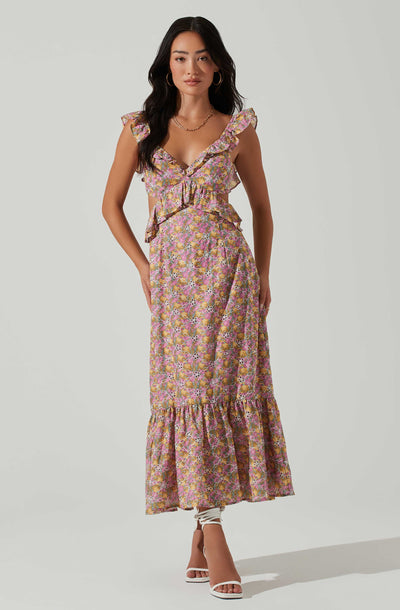 Olivette Floral Ruffle Midi Dress