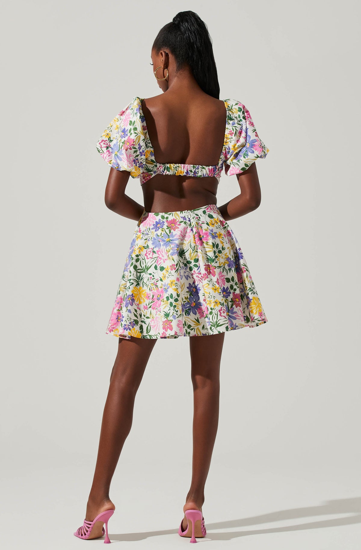 Clarita Floral Cutout Puff Sleeve Mini Dress – ASTR The Label