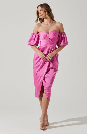 Off-Shoulder Sheath Dress - Sheath dresses are great, but this retro sheath is beyond cool. It features a sexy off-shoulder neckline. Team this one with a scarf and a bucket bag for a trendy look.