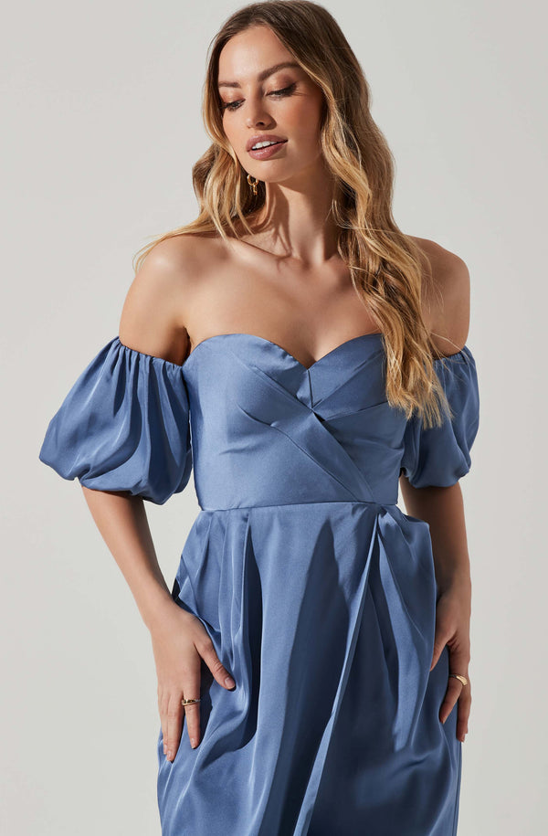 Zurina Off Shoulder Puff Sleeve Midi Dress - ASTR the Label