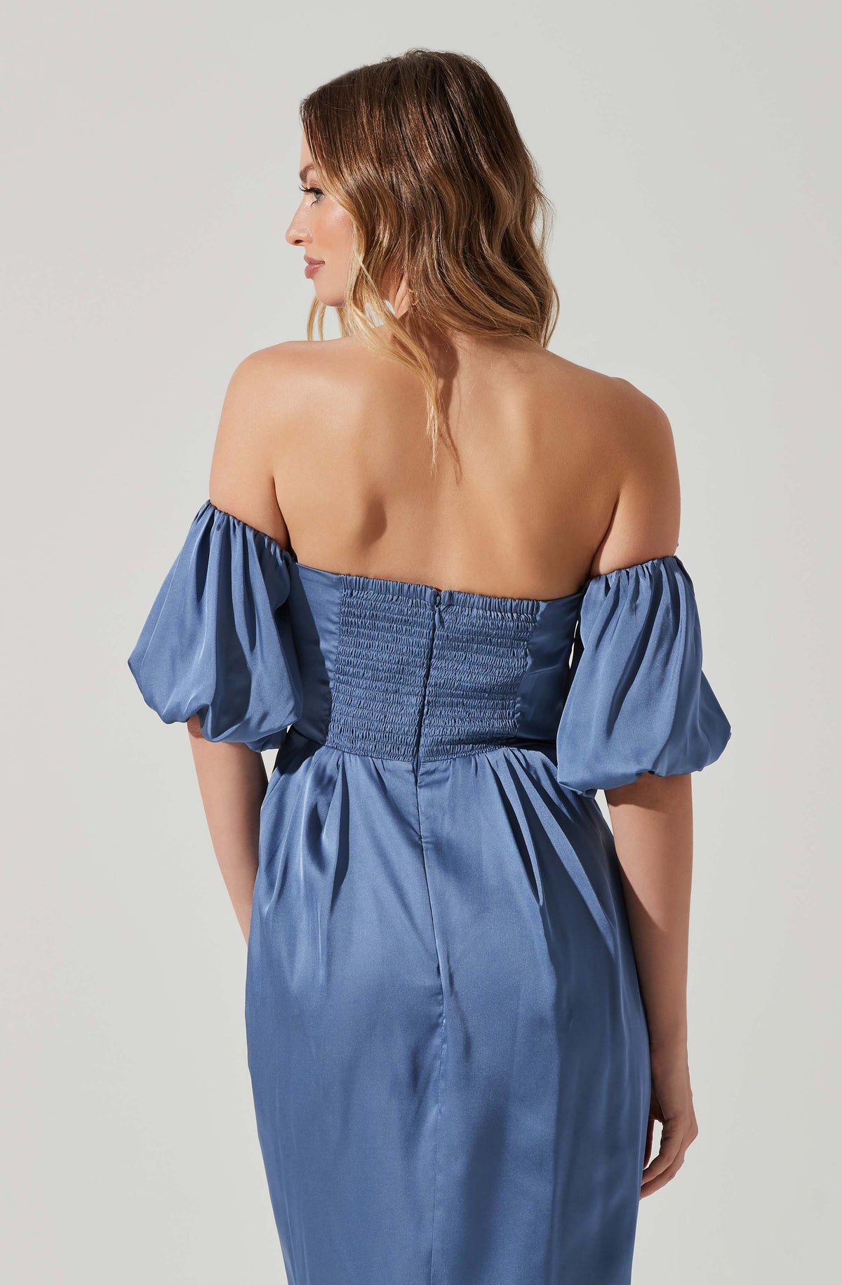 Zurina Off Shoulder Puff Sleeve Midi Dress– ASTR the Label