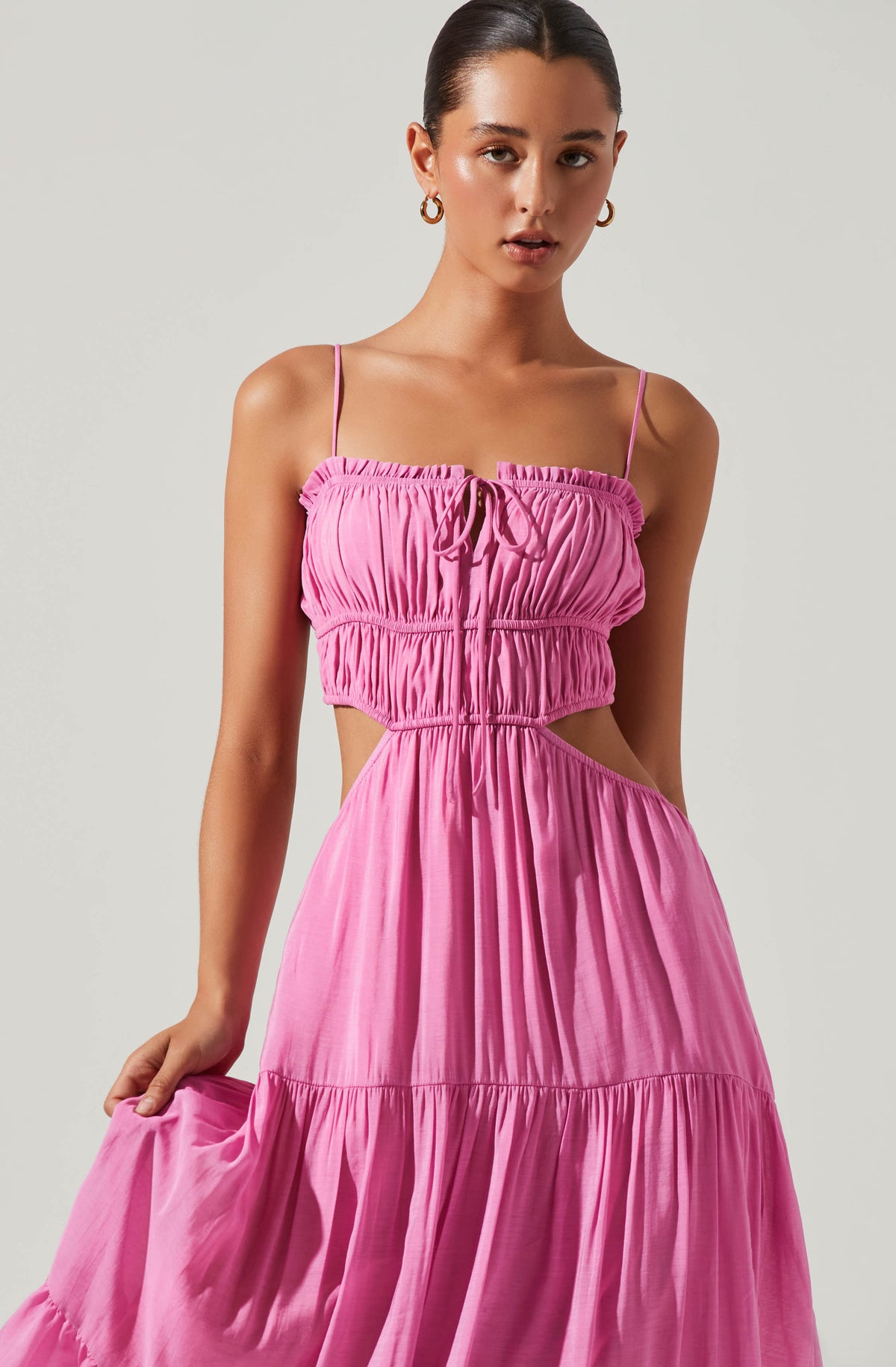 Odina Smocked Cutout Tiered Maxi Dress – Astr The Label