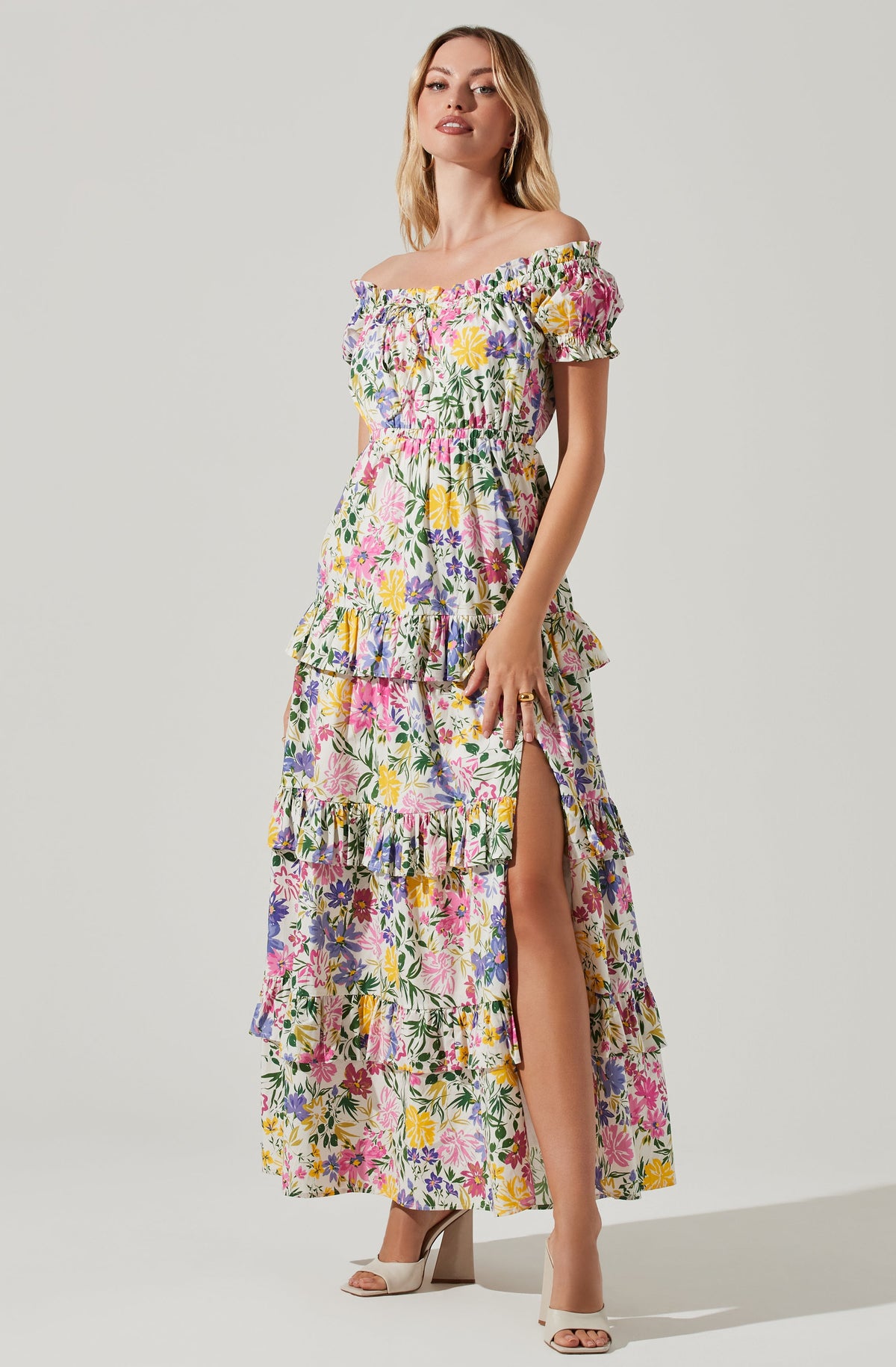 Floral Off Tiered Maxi Dress – ASTR The Label