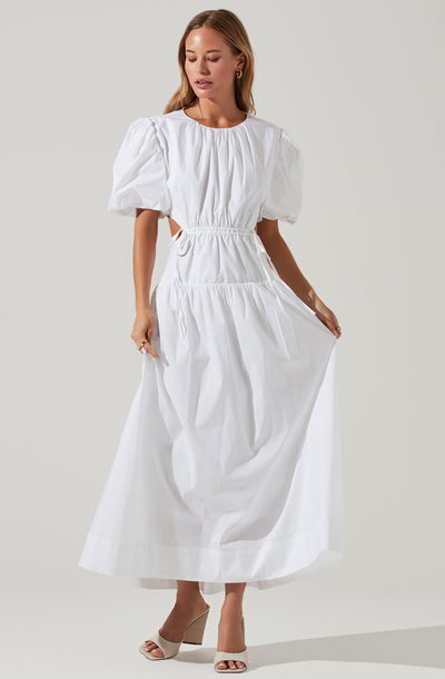 Shelby Puff Sleeve Open Back Maxi Dress