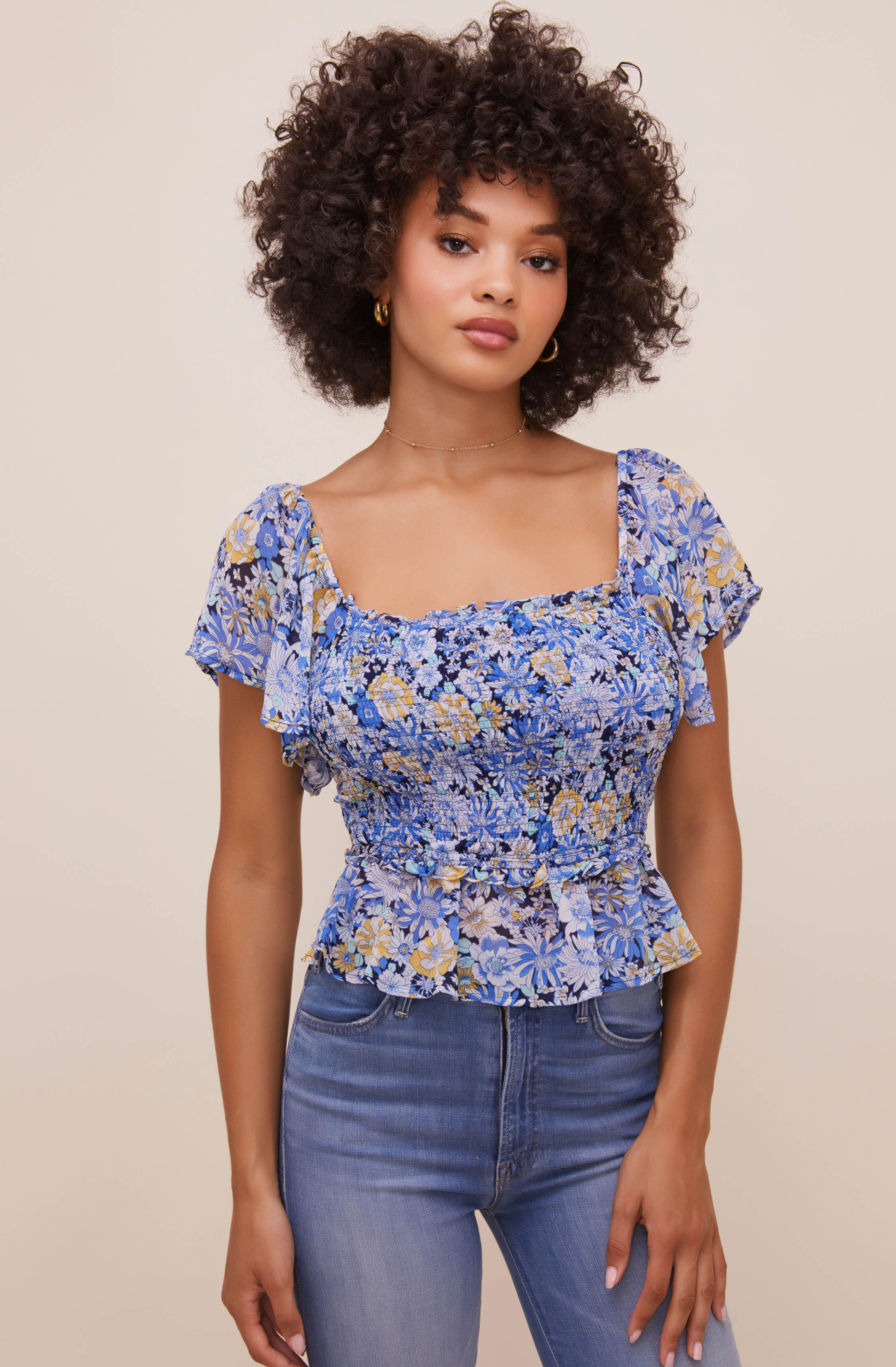 January Floral Smocked Peplum Top – ASTR The Label
