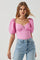 Daydreamer Sweetheart Seersucker Puff Sleeve Top