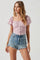 Empress Ruched Hook And Eye Puff Sleeve Top