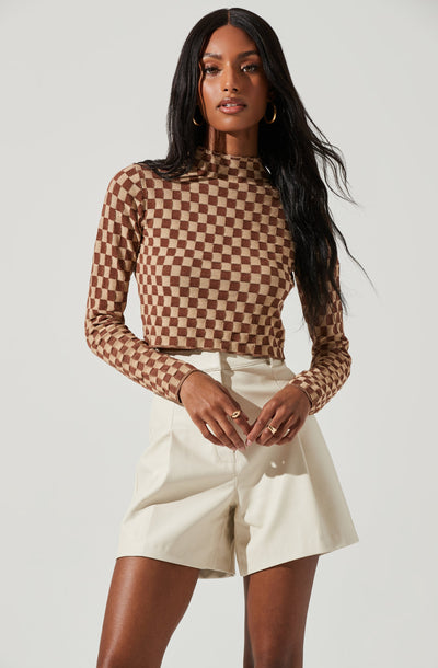 Izzy Checkered Long Sleeve Top