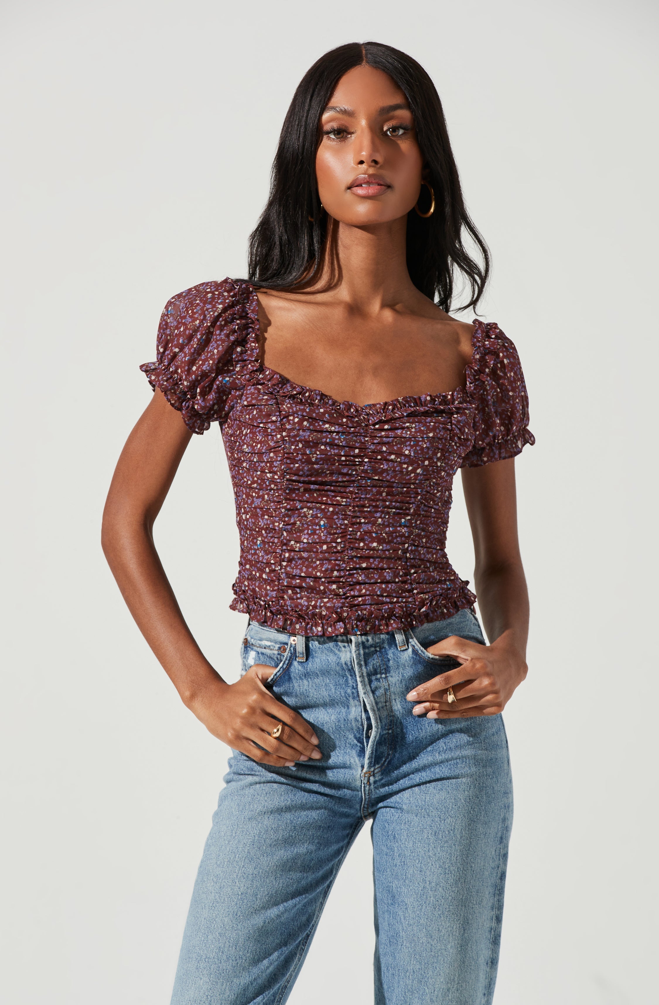 Helena Floral Ruched Top – ASTR The Label