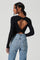 Lynette Ribbed Knit Open Back Sweater