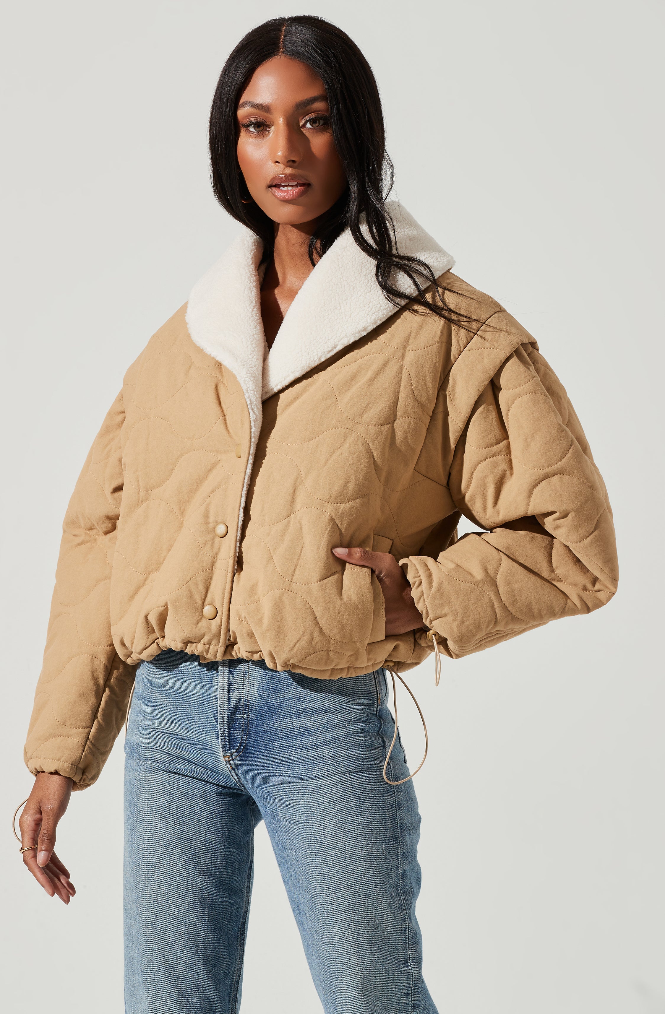 Nadine Quilted Faux Shearling Jacket – ASTR The Label