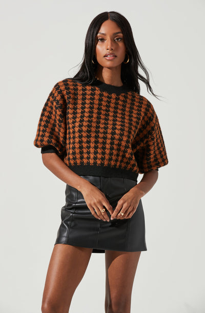Colette Houndstooth Short Sleeve Sweater