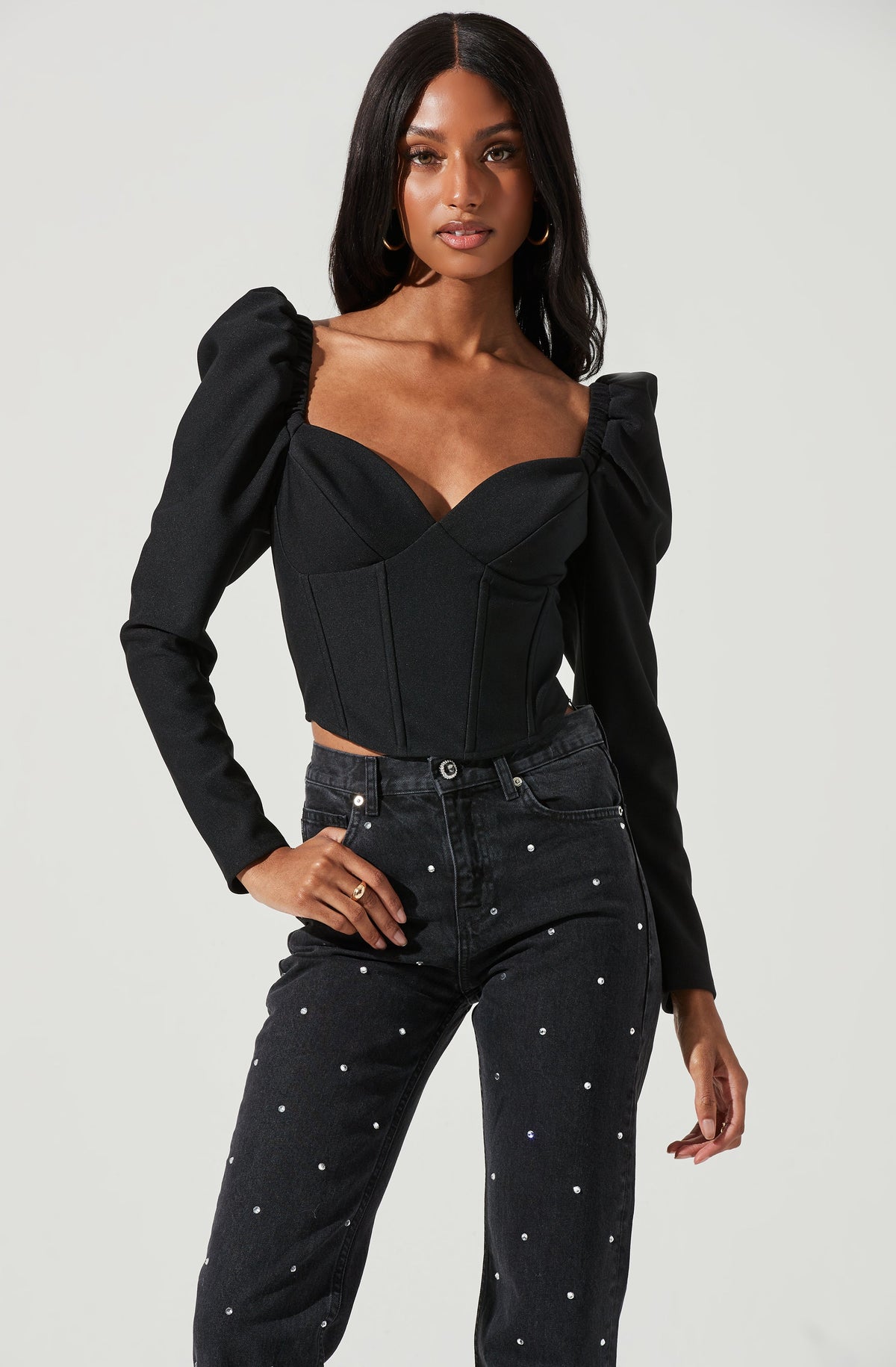 Puff sleeve sweetheart top clearance