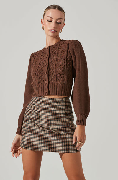 Marlena Cropped Cable Knit Cardigan