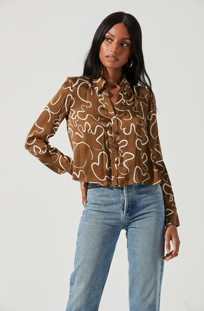 Yesenia Abstract Print Button Down Top