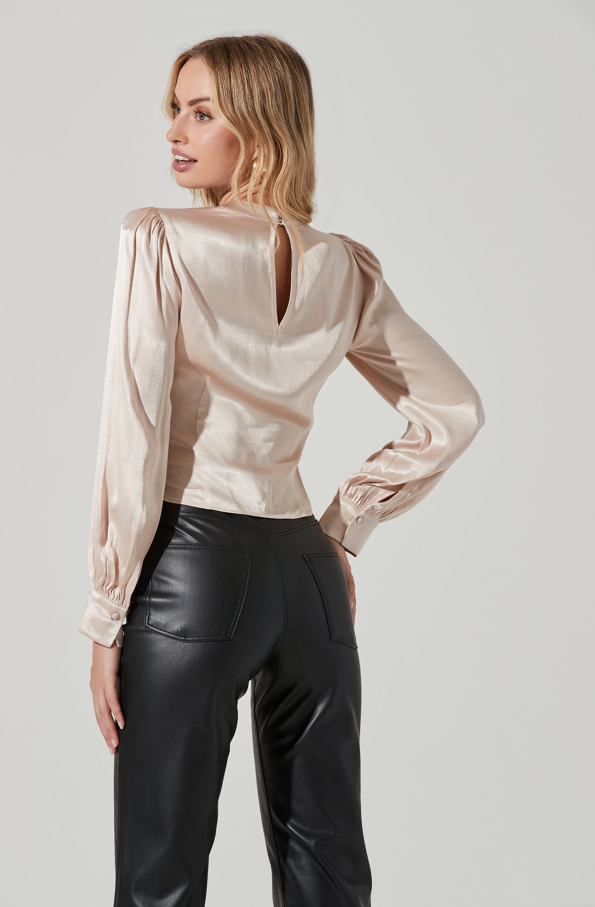 Lilith Satin Cowl Neck Long Sleeve Top – ASTR The Label