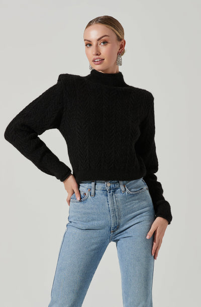 Carlota Cable Knit Mock Neck Sweater