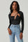 Lauren Satin Cutout Long Sleeve Bodysuit