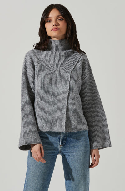 Wren Mock Neck Wrap Front Sweater