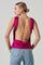 Brisia Satin Cowl Neck Rhinestone Embellished Top