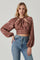 Sticky add to cart - Betsy Floral Jacquard Cutout Long Sleeve Top