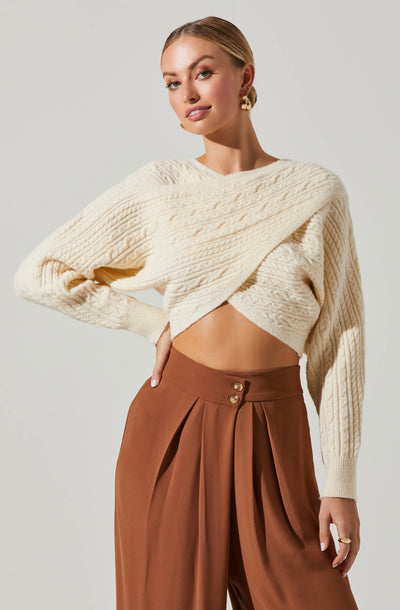 Mariana Reversible Cable Knit Wrap Sweater