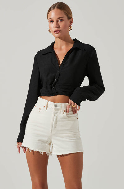 Camden Cropped Button Down Collared Top