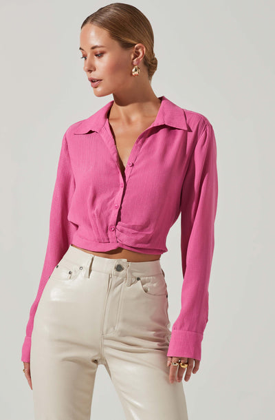 Camden Cropped Button Down Collared Top
